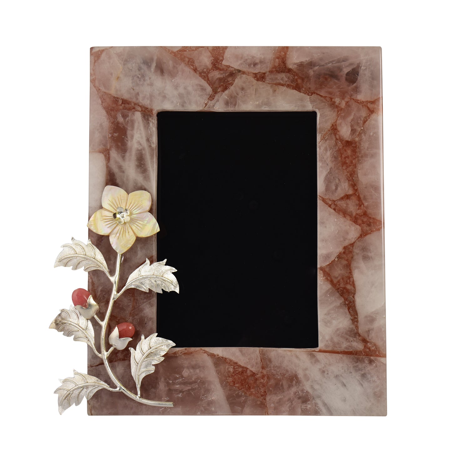 Floral Marble Brass Photo Frame