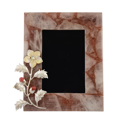 Floral Marble Brass Photo Frame