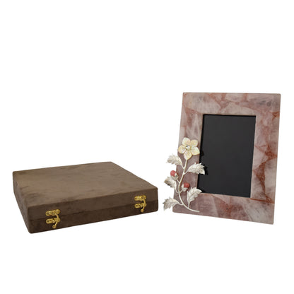 Floral Marble Brass Photo Frame