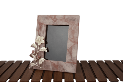 Floral Marble Brass Photo Frame